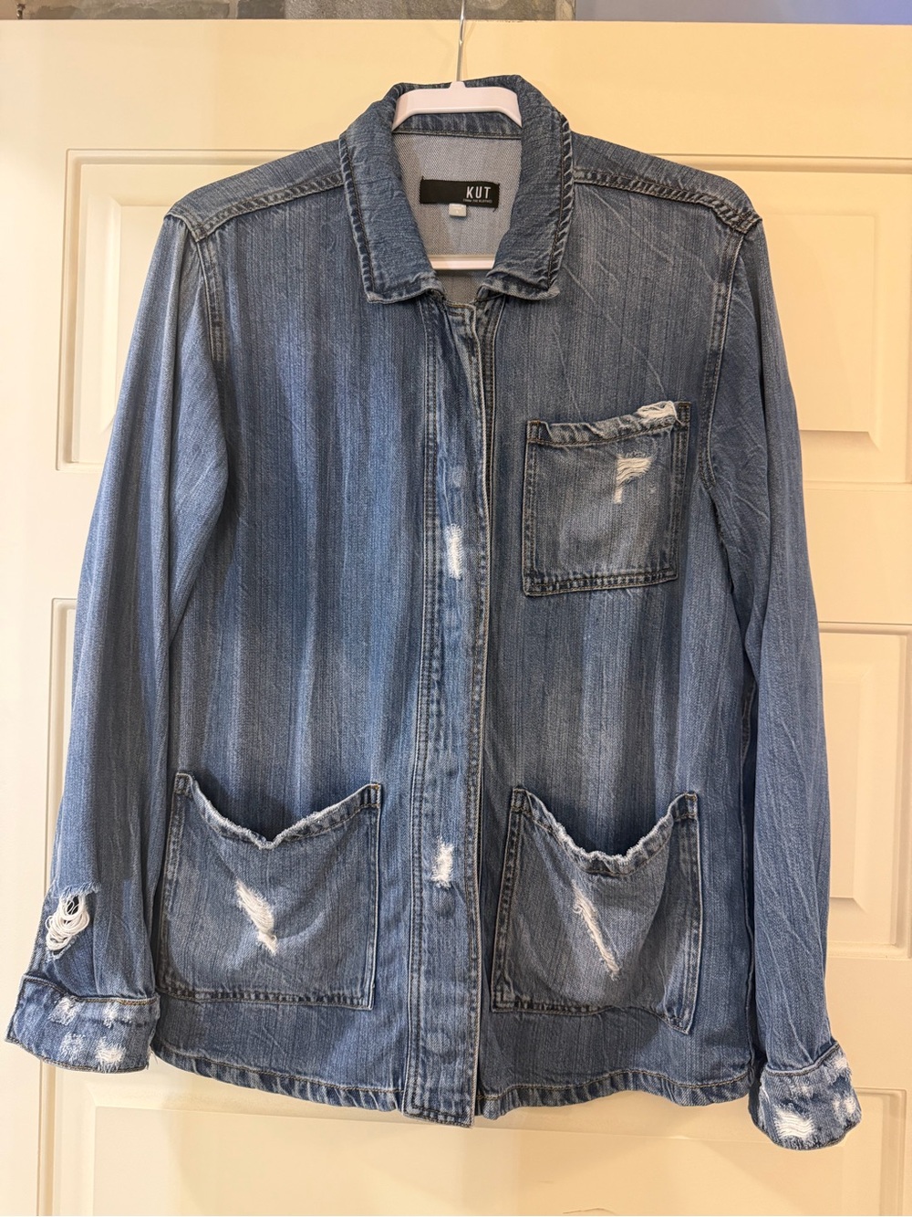 KUT from the Kloth brand size L Blue denim shirt/jacket
